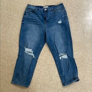 Eloquii Blue Boyfriend Jeans Distressed Casual